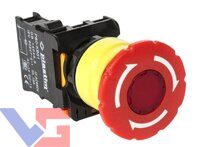 Кнопка управления Plastim Грибок 40 мм с фиксацией, 1NC ,цвет красный, артикул PB0-AS542