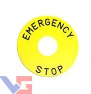 Шильдик аварийной остановки с надписью, 60 мм. цвет желтый Plastim, артикул PB-ES60